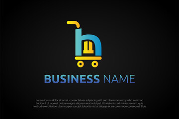 Alphabet Shopping Letter h Logo Template
