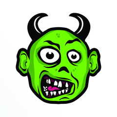 Zombie face with horn design inspiration, Design element for logo, poster, card, banner, emblem, t shirt. Vector illustration
