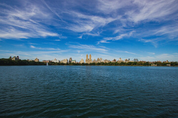 Fototapeta premium View on the big lake in Central Park New York in September 2019