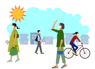 夏のニューノーマルの生活ベクター