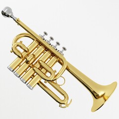 Obraz na płótnie Canvas 3d Rendering of a Brass Piccolo Trumpet