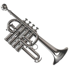 3d Rendering of a Silver Piccolo Trumpet