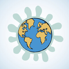 Planet Earth. Spread of coronavirus. Vector drawing