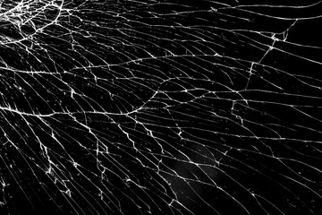 glass in cracks on a black background.