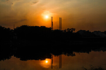 sunset over the city