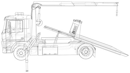 Tow Truck. Vector Illustration of Tow Truck. Towing. The layers of visible and invisible lines are separated. EPS10 format.