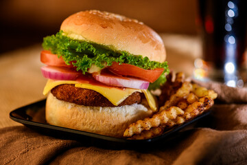 burger and fries