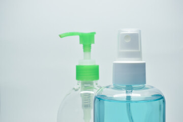 alcohol gel small bottle on white background