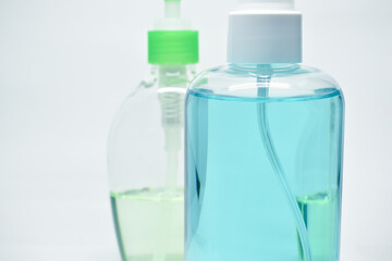 alcohol gel small bottle on white background