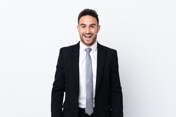 Young business man over isolated background with surprise facial expression