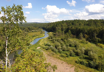 Fototapeta na wymiar River view from the mountain