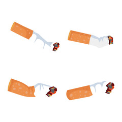 Cigarette butt Flat illustration vector set © focus_bell