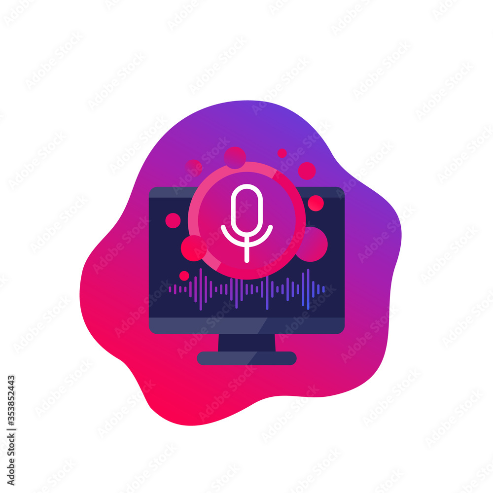 Poster voice and audio recognition software vector icon