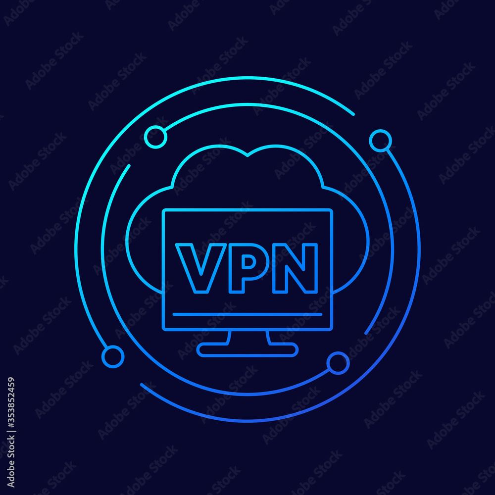 Sticker VPN service line vector icon