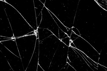 glass in cracks on a black background. template for design