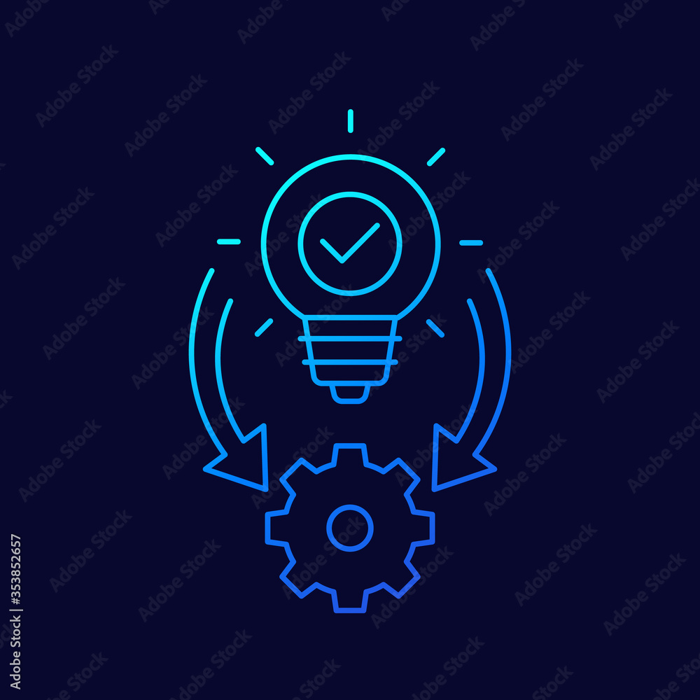 Poster implementation icon, ideas execution line design