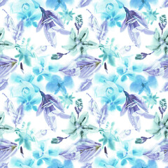 Floral Seamless Pattern. Watercolor Background. 
