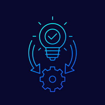 Implementation icon, ideas execution line design