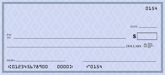 Blank Check Space for Your Text Bank Account Copy Blue Background Illustration