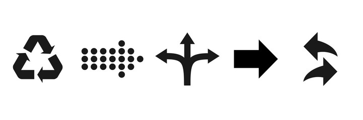 Arrows black set icons. Arrow collection vector illustration isolated on white.