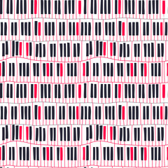 Abstract geometric motif. Seamless pattern with piano keyboard. Vector music theme illustration.