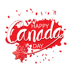 Canada Day hand drawn lettering. Happy Canada Day calligraphy inscription for greeting card, decoration and poster.