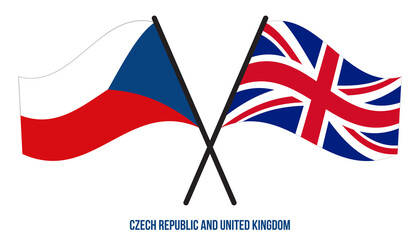 Obraz premium Czech Republic and United Kingdom Flags Crossed Flat Style. Official Proportion. Correct Colors
