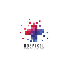 hospixel logo, creative cross health vector