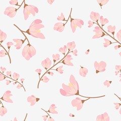 Seamless pattern of flowers on a light and dark background. Wallpaper with bright sprigs of flowers