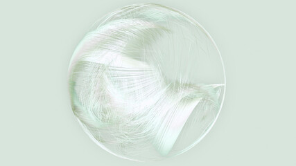 Lovely bright 3D sphere with beautiful fluid hair, dynamic lines or fishing line abstraction