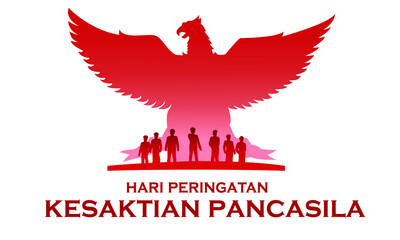 Indonesian Holiday Pancasila Day Illustration. Translation: October 01st, The Teks wrote with the Indonesian Language with translation: Happy Pancasila day.