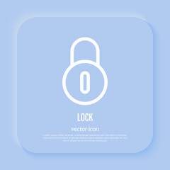 Lock, symbol of protection, privacy. Thin line icon for mobile app. Vector illustration.