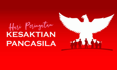 Indonesian Holiday Pancasila Day Illustration. Translation: October 01st, The Teks wrote with the Indonesian Language with translation: Happy Pancasila day.