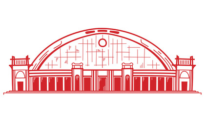 Naklejka premium The bangkok railway station. Vector illustration of hua lamphong isolated on white background.