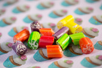 Colourful sweets (candy) close up macro photography
