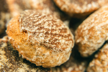 close up of a lot of gingerbread
