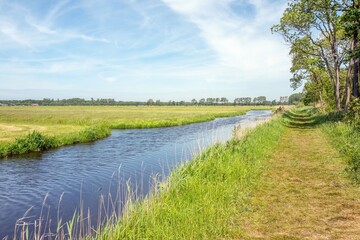 Landscape with meadows and ditches in Leidschendam, Netherlands.