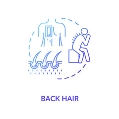 Back hair concept icon. Common male problem, mens healthcare issue idea thin line illustration. Excessive hairiness, hair removal procedure. Vector isolated outline RGB color drawing