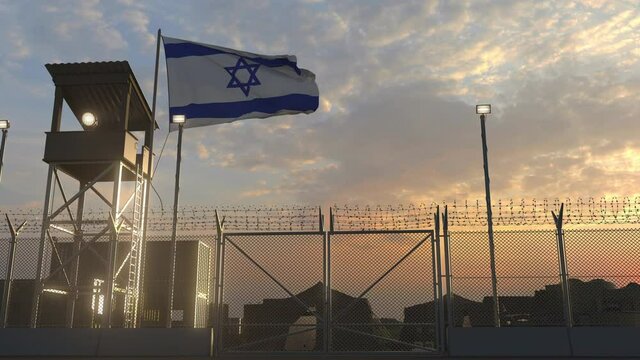 Flag of Israel at military base 3d