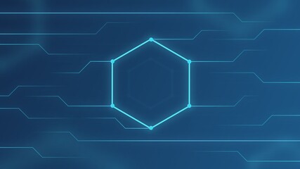 abstract technology line and dot blue background with hexagons 