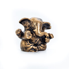 Golden statues ornaments on a white background