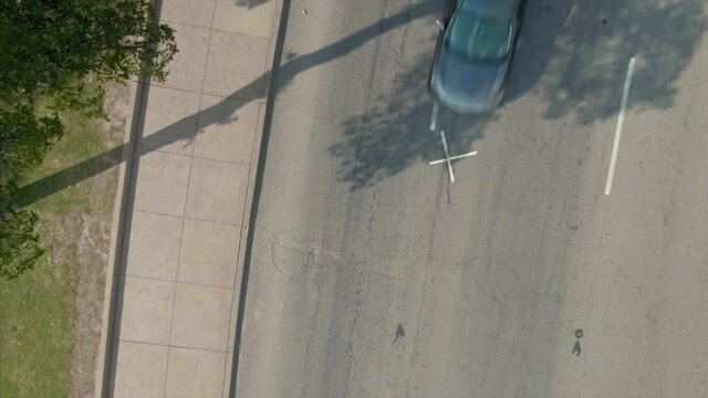 Aerial: X marking the spot in Dealey Plaza where President Kennedy assassinated. Texas, USA