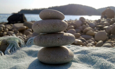 stack of stones on beach