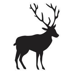 Deer silhouette vector. Head reindeer illustration. Graphic belly icon on a white background.