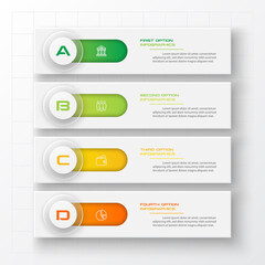 Business infographics template 4 steps rectangle,Vector illustration.