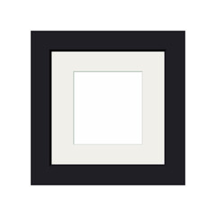 Vector image of a black frame. Blank modern photo on the wall.