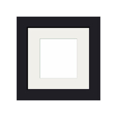 Vector image of a black frame. Blank modern photo on the wall.