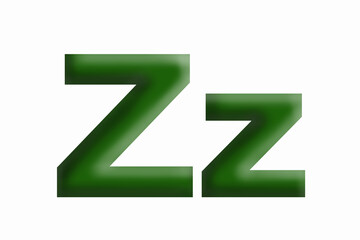 Letter of the alphabet X , volumetric letter, grassy green, large and small.