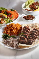 Traditional Adana Kebap with salad