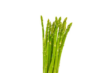 Fresh green asparagus on white background, close up, Asparagus with dew, Food concept, Raw asparagus, Can be used to cook many menus, Health benefits